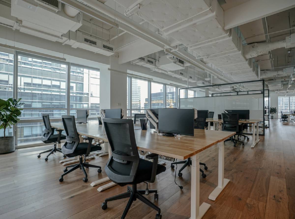 Modern office data cabling installation