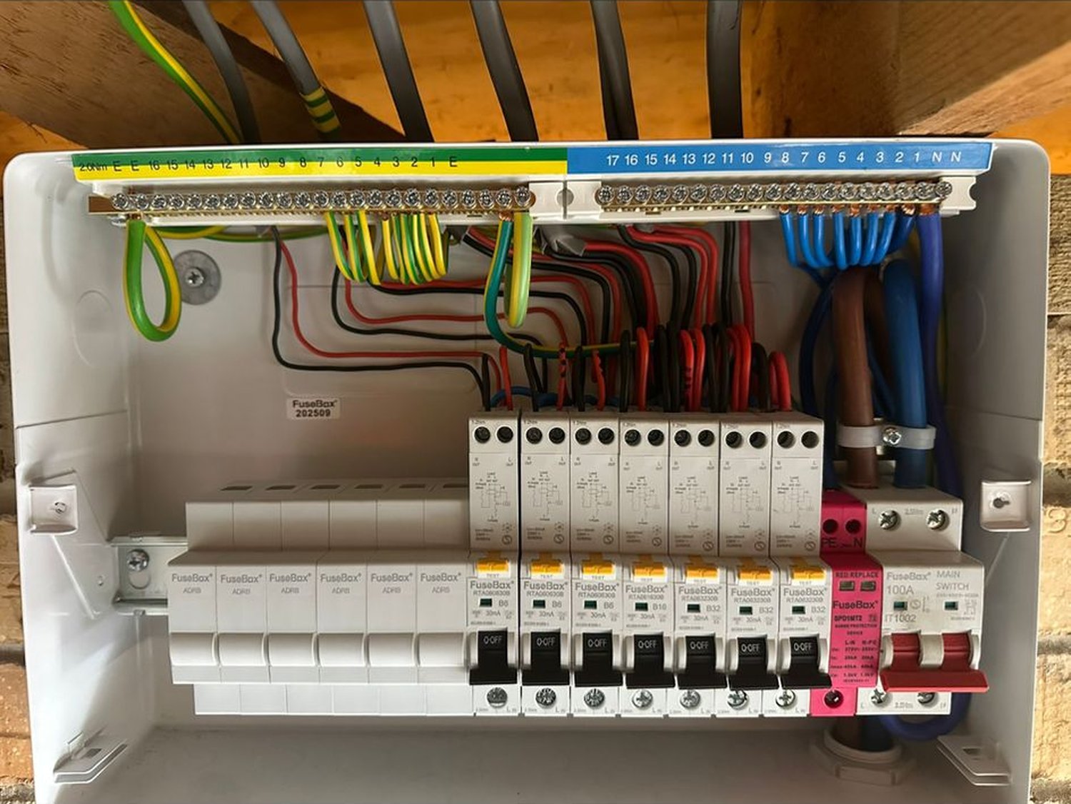 Modern dual-RCD consumer unit installed by DS Electrical