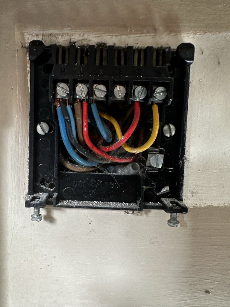 Junction box wiring with colour-coded cables