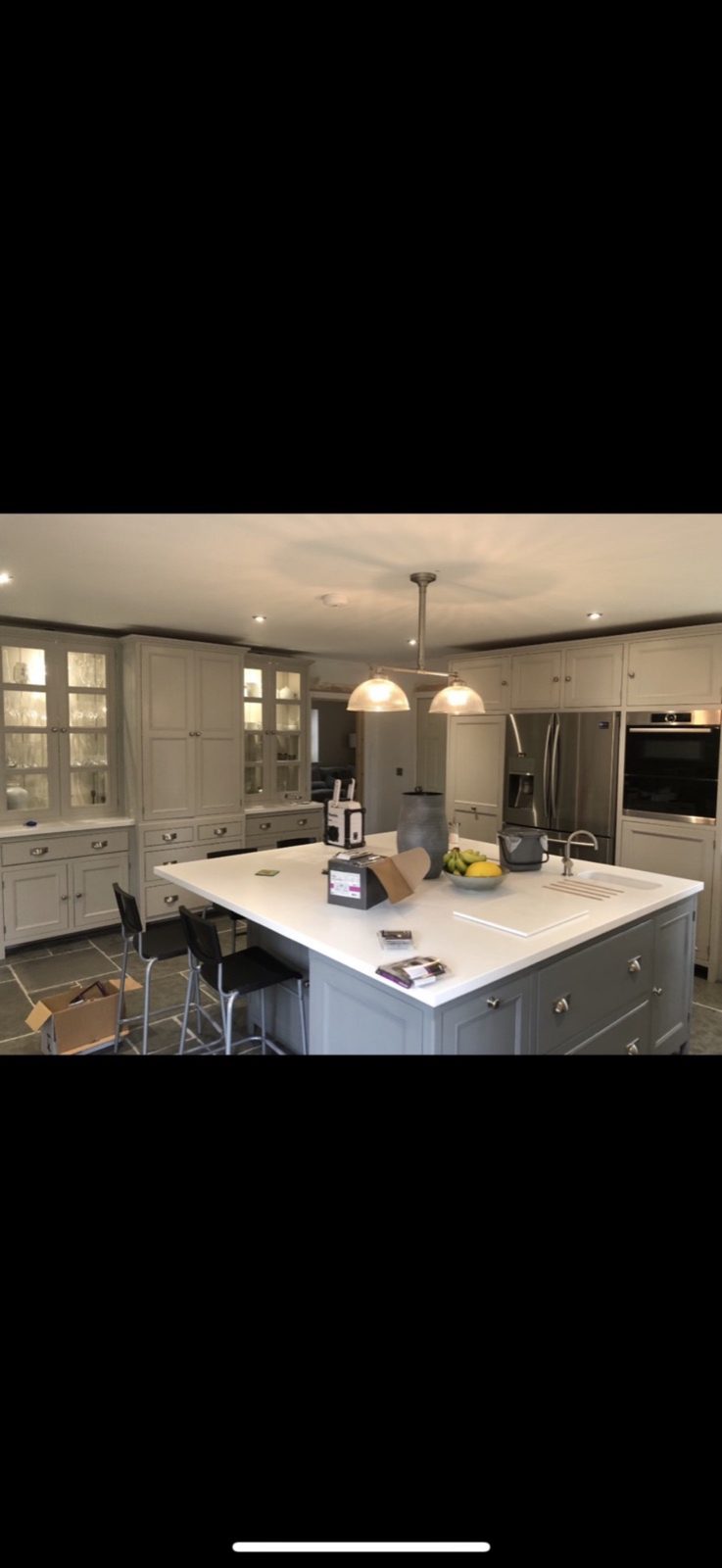 Luxury kitchen with glass cabinets