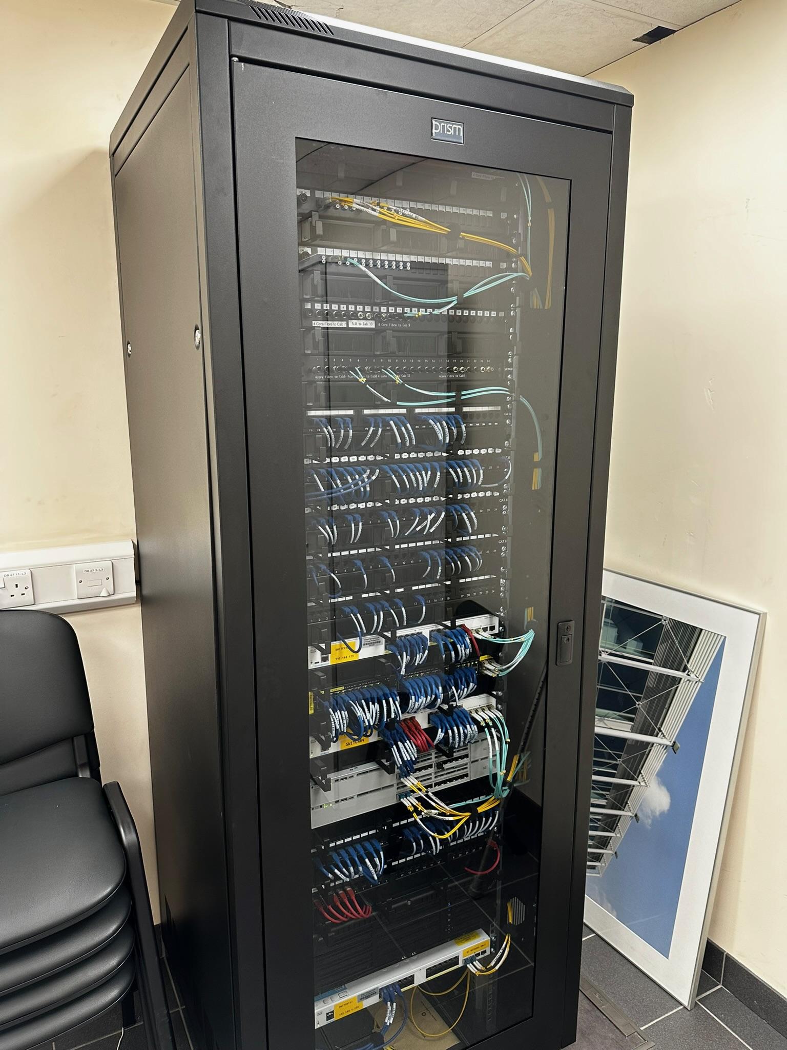 Commercial network infrastructure with dressed comms cabinet by DS Electrical