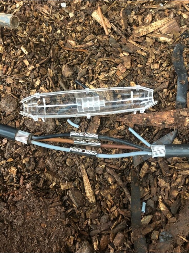 SWA armoured cable joint for outdoor supply by DS Electrical