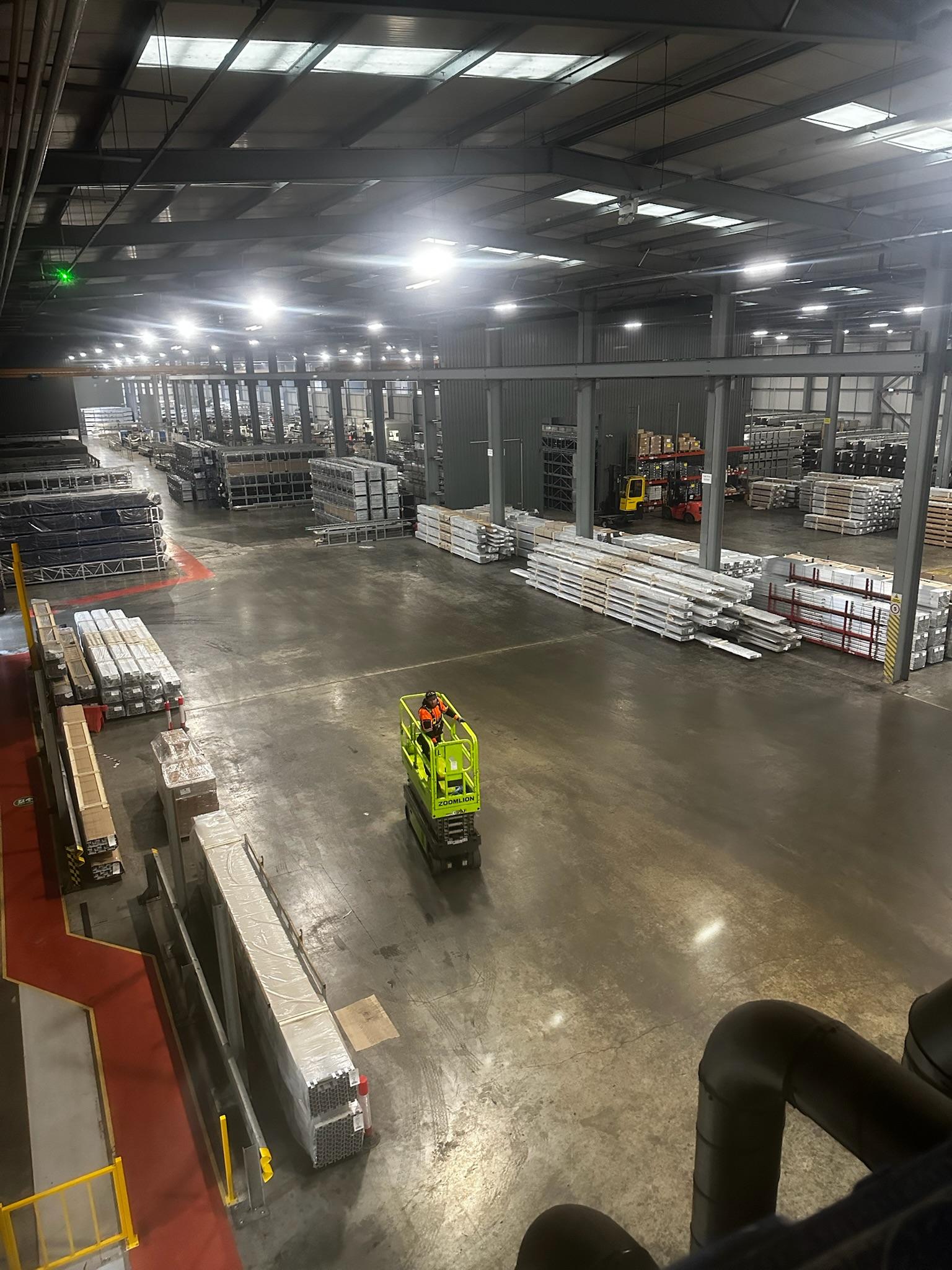 Large commercial warehouse interior — scale of network infrastructure work by DS Electrical